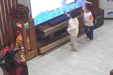 Hai cậu bé "rủ nhau" đập vỡ TV vì lý do không ngờ