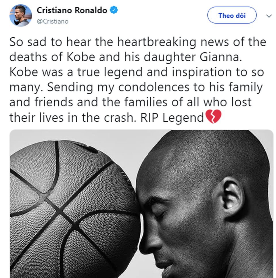 C.Ronaldo, Messi tiếc thương vì sự ra đi của Kobe Bryant - 3 C.Ronaldo, Messi tiếc thương vì sự ra đi của Kobe Bryant - 3