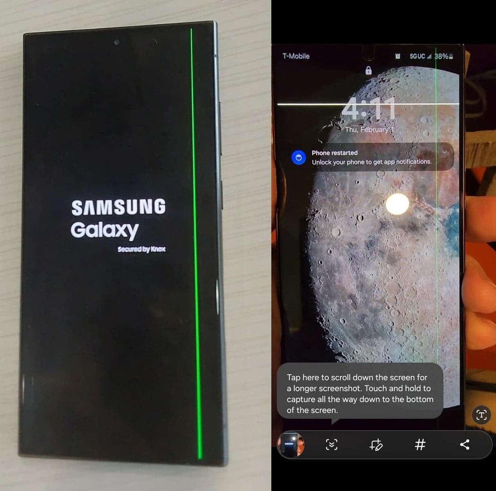 Galaxy S24 Ultra gặp lỗi màn hình sọc xanh - 1