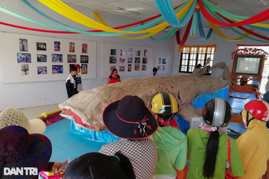 Chiêm ngưỡng bộ da cá nhám Ông lớn nhất Việt Nam ở Gành Hào - Bạc Liêu