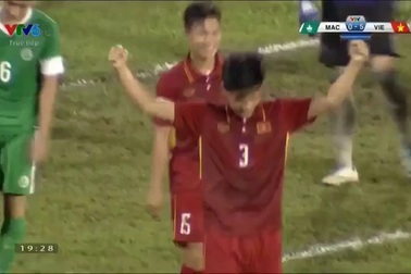 U22 Việt Nam 6-0 U22 Macau: Phút thứ 26, Văn Khánh đánh đầu ghi bàn