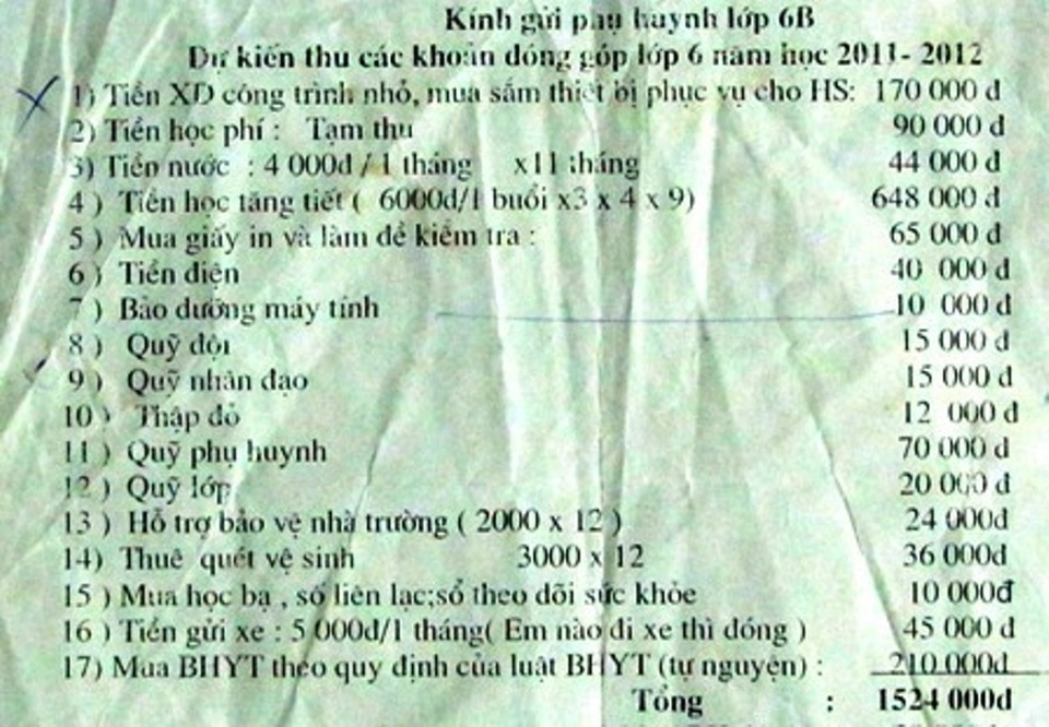 Thanh Hóa nghiêm cấm nhiều khoản thu trong năm học mới - 2 Thanh Hóa nghiêm cấm nhiều khoản thu trong năm học mới - 2