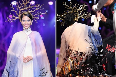 Trương Thị May bị vấp ngã trên sàn diễn