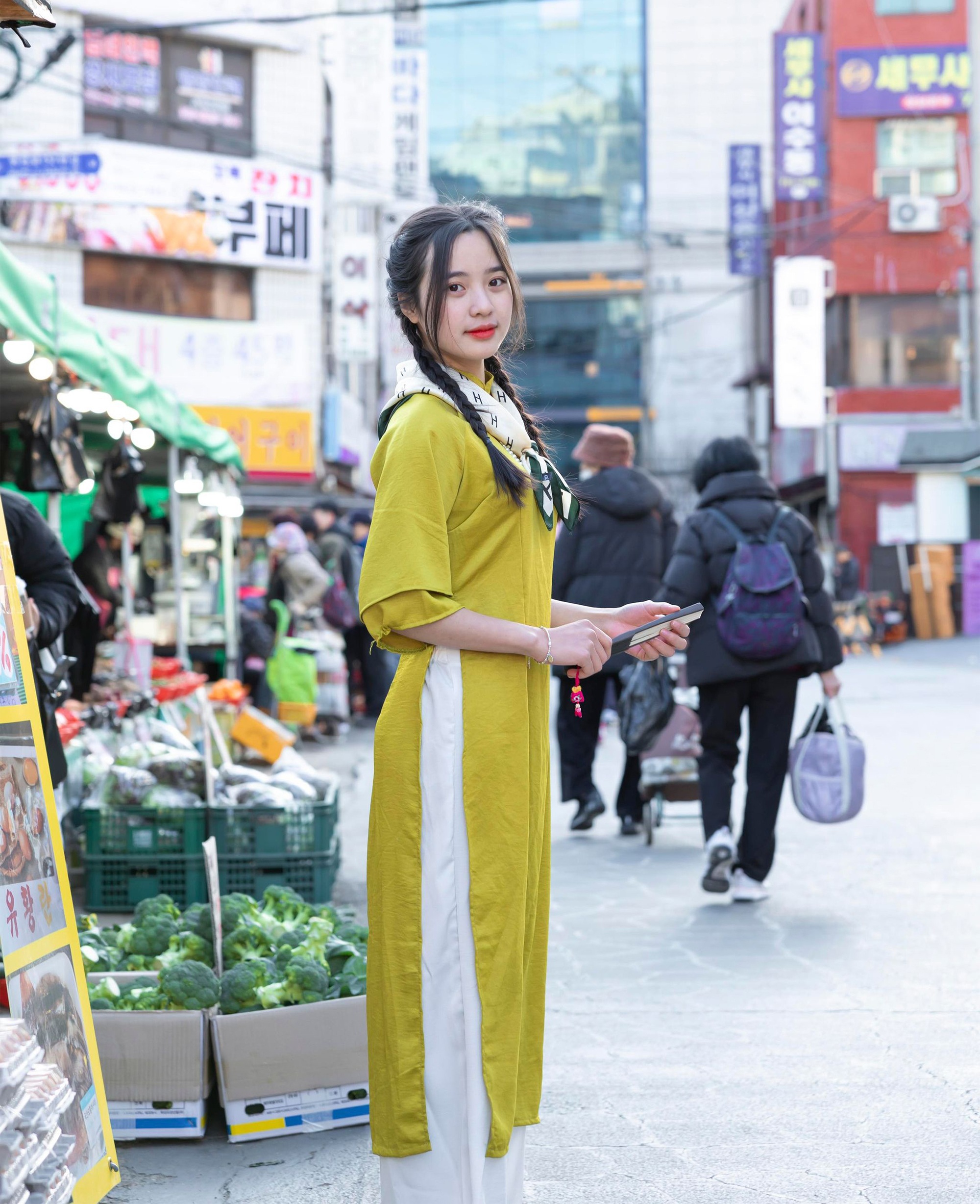 និស្សិតស្រីវៀតណាមស្លៀក Ao Dai ថតរូបក្នុងអាកាសធាតុដក៥អង្សាសេ នៅកូរ៉េ - ៣ Nữ sinh Việt diện áo dài chụp ảnh giữa tiết trời âm 5 độ C ở Hàn Quốc - 3