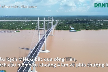 Ngắm cầu Rạch Miễu 2 vốn hơn 6.800 tỷ đồng từ trên cao