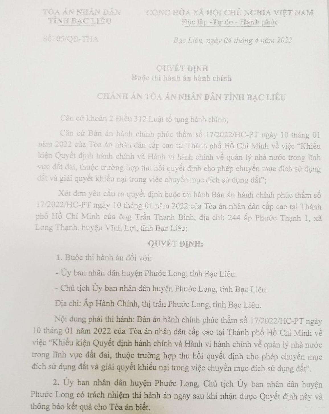 Vụ huyện thua kiện dân: Có thể xử lý trách nhiệm người không thi hành án! - 1 Vụ huyện thua kiện dân: Có thể xử lý trách nhiệm người không thi hành án! - 1