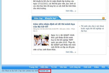 Website trường học bị dẫn đến trang truyện sex