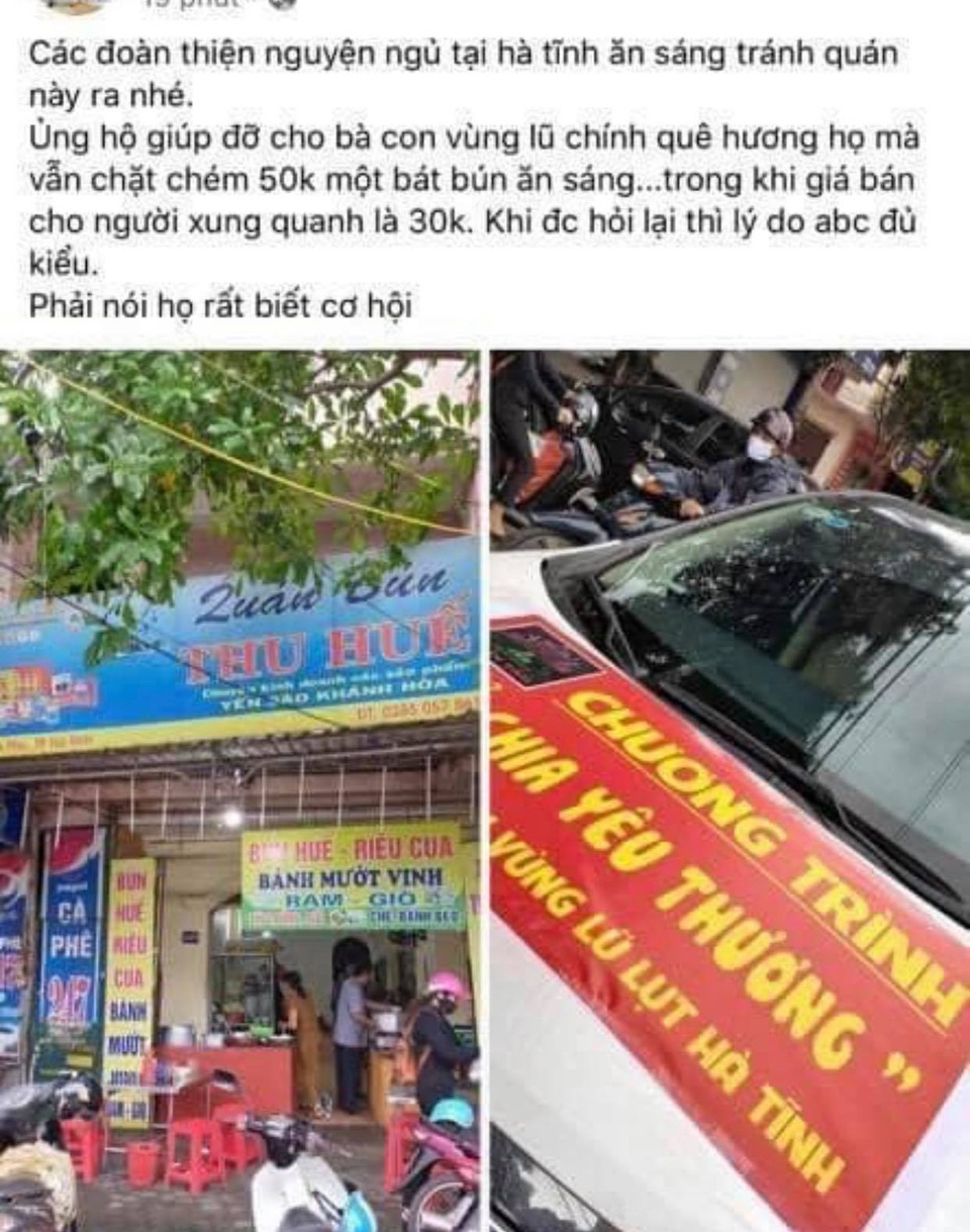 Xử phạt quán ăn “chặt chém” đoàn cứu trợ lũ lụt - 1 Xử phạt quán ăn “chặt chém” đoàn cứu trợ lũ lụt - 1