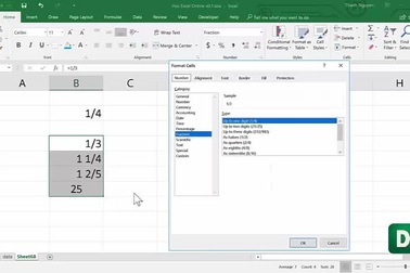 Tin học excel: Định dạng dữ liệu hiển thị dạng phân số