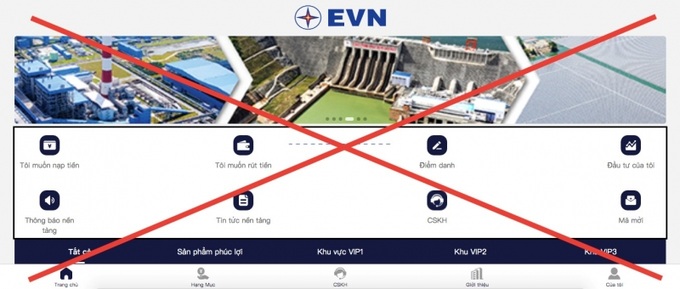 Cảnh báo trang web giả mạo thương hiệu EVN.