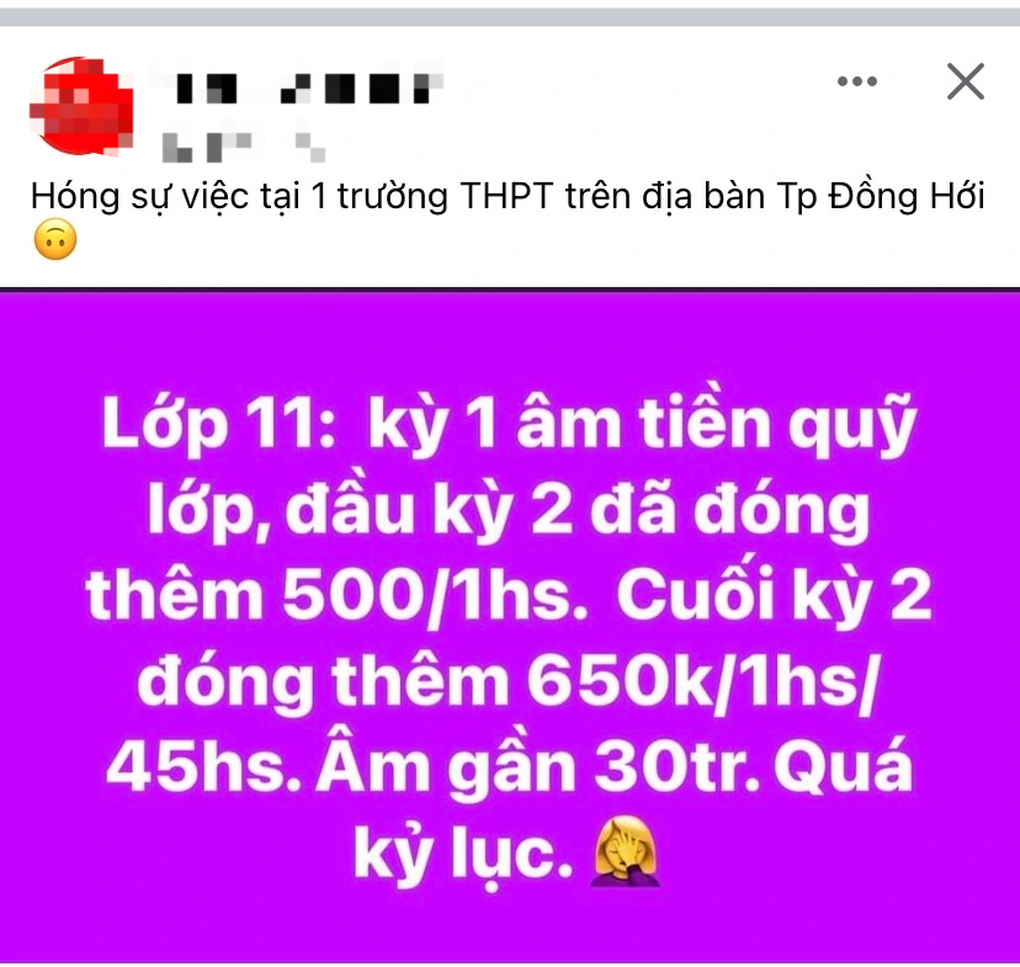 Quảng Bình chấn chỉnh việc thu chi cuối năm học sau vụ quỹ lớp bị âm - 1 Quảng Bình chấn chỉnh việc thu chi cuối năm học sau vụ quỹ lớp bị âm - 1