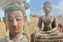 Khai quật pho tượng Phật niên đại 1.000 năm tuổi dưới lòng sông Mekong