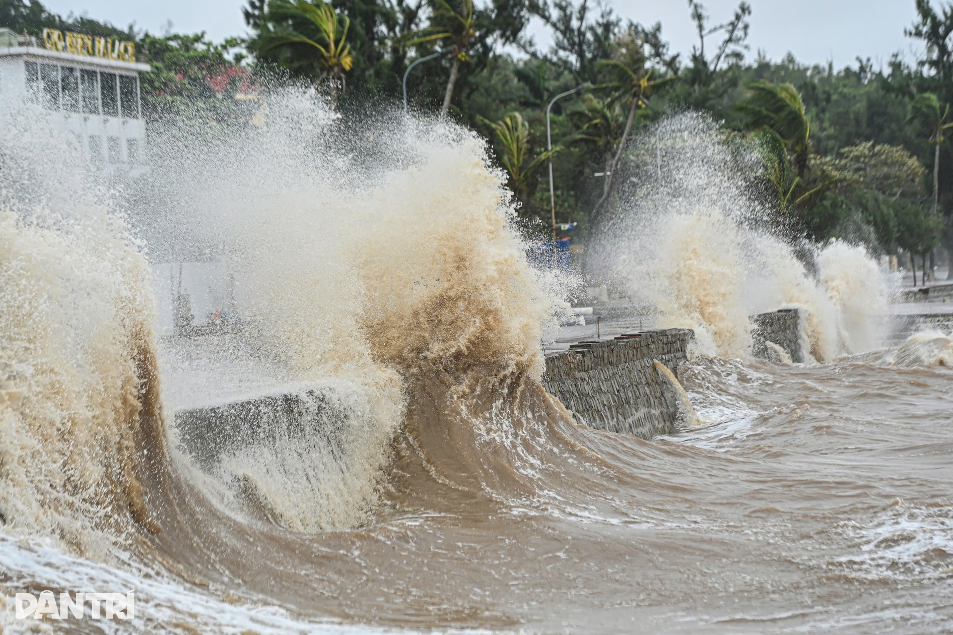 Sóng biển Đồ Sơn cao 8m, xe cảnh sát hú còi nhắc dân về nơi an toàn - 9