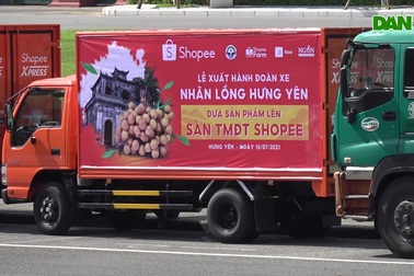 Hưng Yên: Những chuyến xe chở nhãn đầu tiên bán trện sàn thương mại điện tử