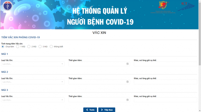 Thống kê việc tiêm vắc xin của bệnh nhân F0