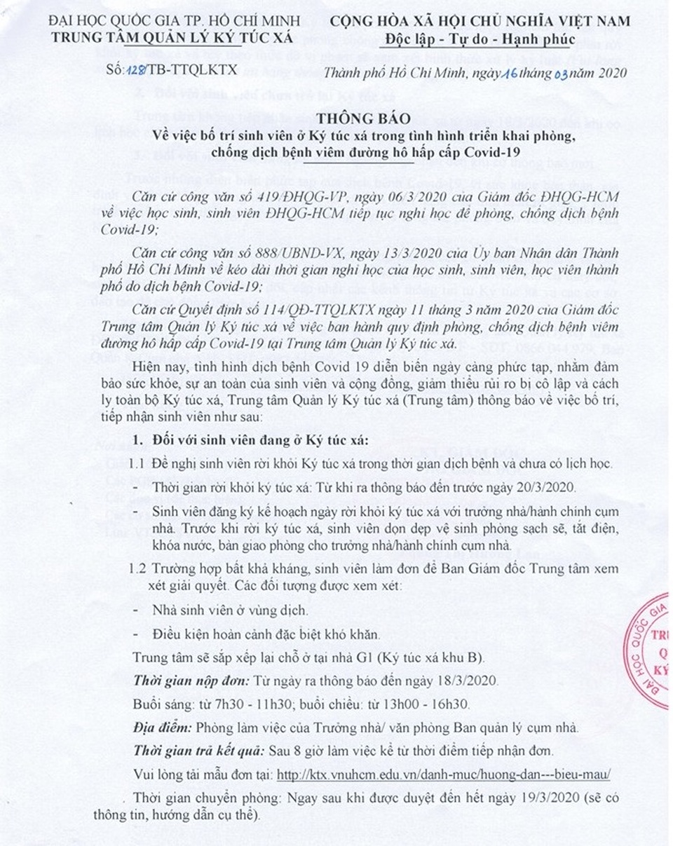 Sinh viên rời ký túc xá ĐH Quốc gia TPHCM để phòng dịch Covid-19 - 2 Sinh viên rời ký túc xá ĐH Quốc gia TPHCM để phòng dịch Covid-19 - 2