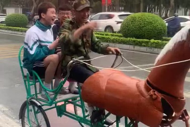 Độc đáo chiếc "xe ngựa" tự chế tại Nam Định