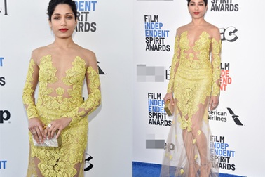 “Sao” phim Triệu phú ổ chuột bất ngờ diện váy xuyên thấu