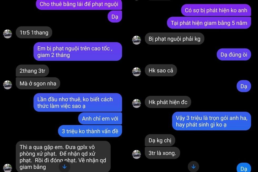 Tràn lan dịch vụ cho thuê bằng lái trên mạng xã hội để đối phó phạt nguội - 2 Tràn lan dịch vụ cho thuê bằng lái trên mạng xã hội để đối phó phạt nguội - 2