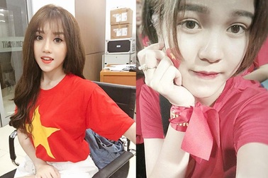 Nữ cổ động viên xinh đẹp chế nhạc cổ vũ U23 Việt Nam