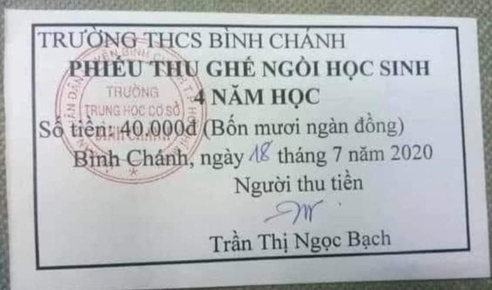 TPHCM: Trường trả lại “tiền ghế ngồi học sinh” do “nhầm dấu mộc”? - 1