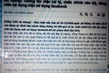 Chê chủ tịch tỉnh trên facebook, 3 cán bộ bị... kỷ luật, phạt tiền