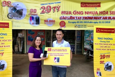 Nhiều khách hàng may mắn trúng xe Air Blade và điện thoại Iphone X khi mua Ống nhựa Hoa Sen