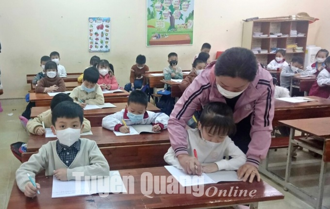Từ 28/3, Tuyên Quang cho học sinh lớp 1 trở lên học trực tiếp. Ảnh baotuyenquang.com.vn