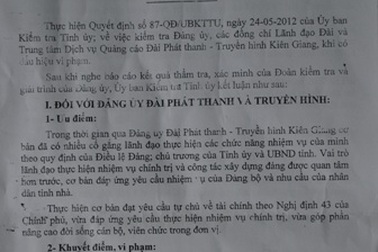 Kiểm điểm, kỷ luật 16 cán bộ Đài PT-TH Kiên Giang