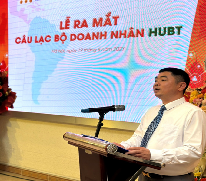Anh Phạm Hoàng Anh – Chủ tịch Câu lạc bộ doanh nhân HUBT phát biểu tại Lễ ra mắt.