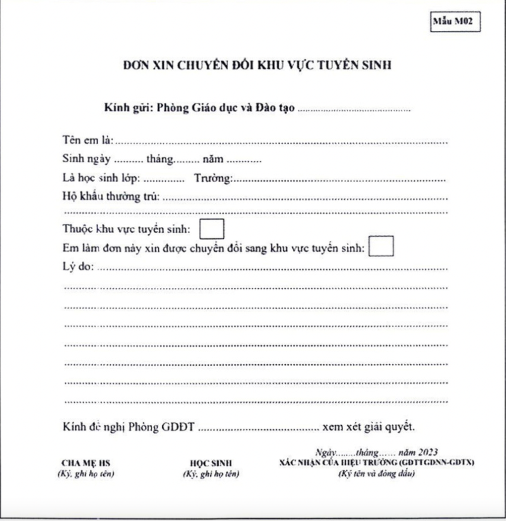 Hà Nội: Lưu ý khi đổi khu vực tuyển sinh vào lớp 10 THPT công lập - 1 Hà Nội: Lưu ý khi đổi khu vực tuyển sinh vào lớp 10 THPT công lập - 1