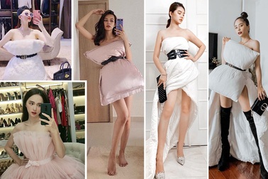 Sao Việt dùng gối, chăn làm váy - biến phòng ngủ thành sàn diễn