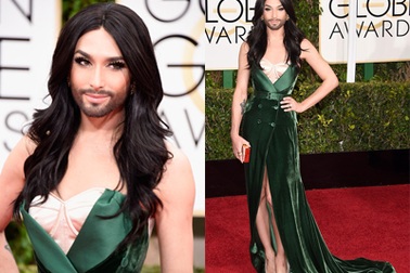 Người đẹp có râu mặc váy xẻ bạo dự lễ trao giải Quả Cầu Vàng