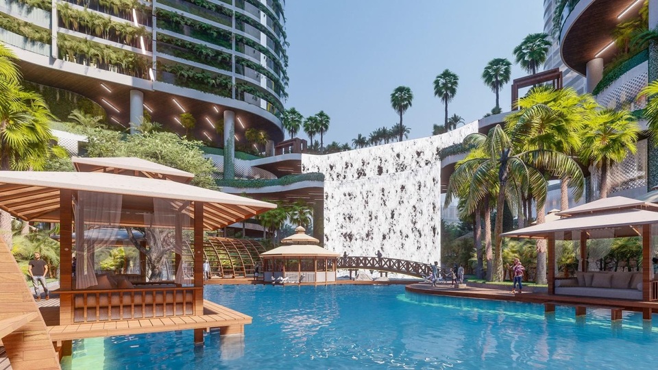 Tổ hợp resort hơn 1 tỷ USD có sông nhân tạo, thác nước và vườn nhiệt đới tiếp cận thềm căn hộ tại quận 7 - 2 Tổ hợp resort hơn 1 tỷ USD có sông nhân tạo, thác nước và vườn nhiệt đới tiếp cận thềm căn hộ tại quận 7 - 2