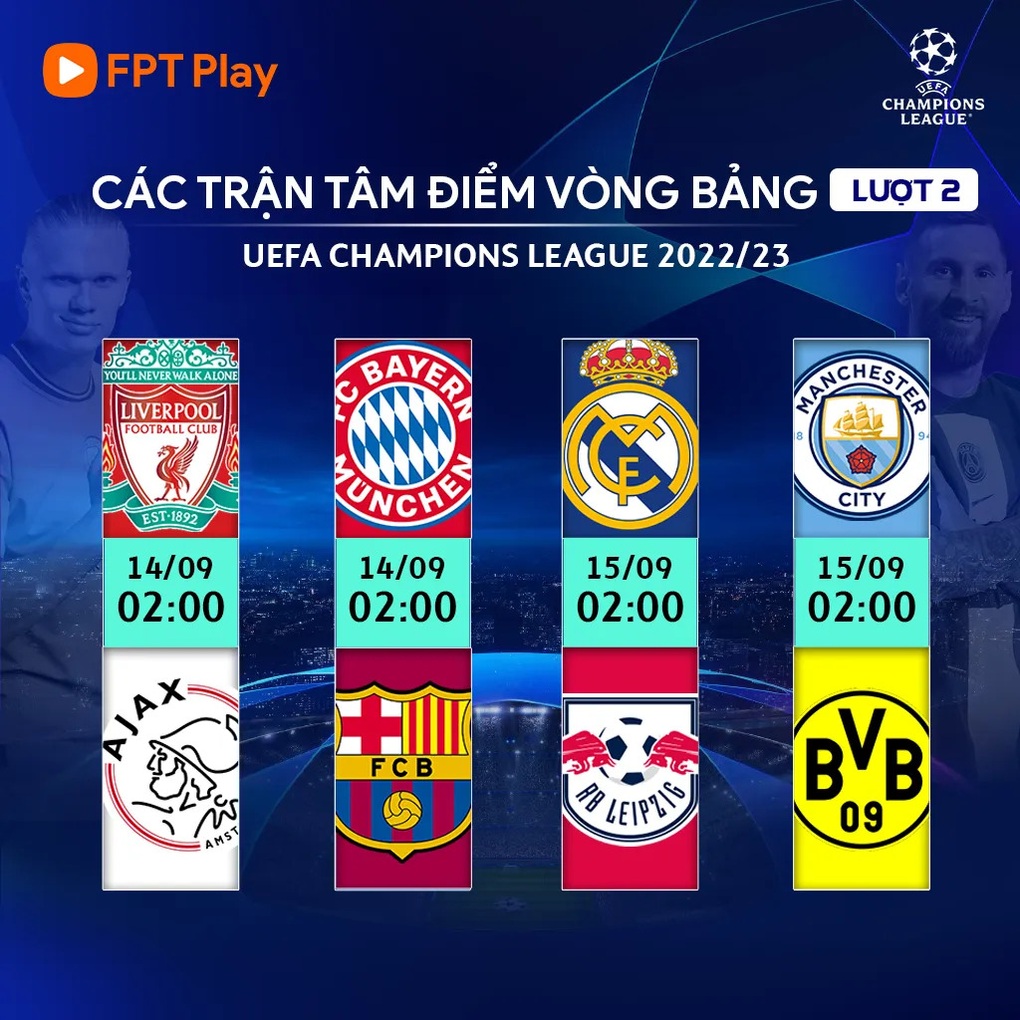 FPT Play trực tiếp các trận đấu tâm điểm vòng 2 cúp C1, C2 và C3 châu Âu - 1 FPT Play trực tiếp các trận đấu tâm điểm vòng 2 cúp C1, C2 và C3 châu Âu - 1