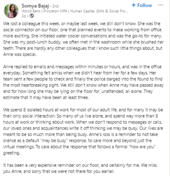 ក្មេងស្រីស្លាប់ តែរកមិនឃើញ សហសេវិកកាន់ទុក្ខហួសពេល - ១ Cô gái qua đời nhưng không ai phát hiện, đồng nghiệp thương tiếc quá muộn - 1