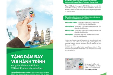Mở thẻ tín dụng VPBank nhận ngay 7.500 dặm bay 