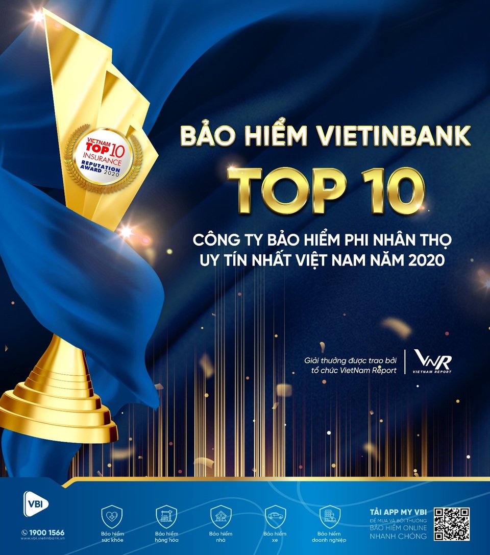 Bảo hiểm VietinBank 5 năm liên tiếp trong top 10 công ty bảo hiểm phi nhân thọ uy tín nhất Việt Nam