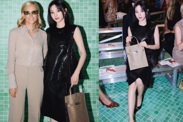 Nữ thần tượng Gen Z trông khác lạ khi ngồi hàng ghế đầu show diễn tại Mỹ