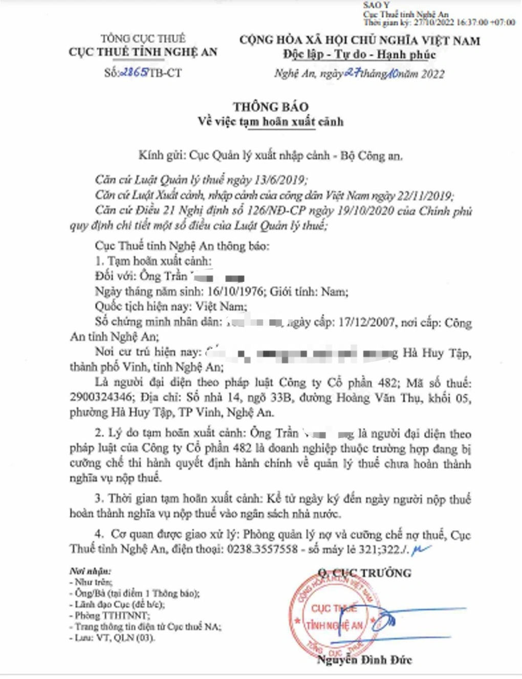 Hàng loạt giám đốc bị tạm hoãn xuất cảnh vì chây ì nộp thuế - 1 Hàng loạt giám đốc bị tạm hoãn xuất cảnh vì chây ì nộp thuế - 1