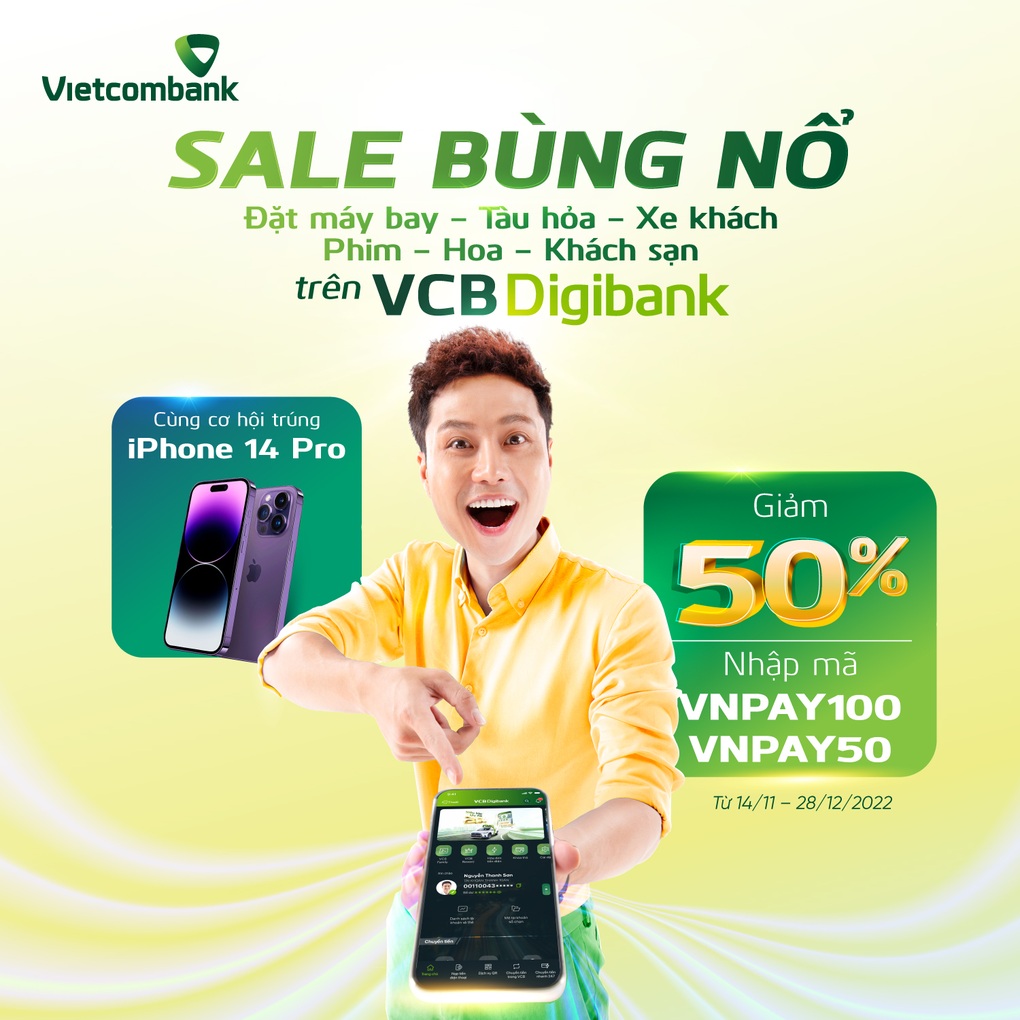 Nhận ưu đãi tới 350.000 đồng và cơ hội trúng iPhone 14 Pro với VCB Digibank - 1 Nhận ưu đãi tới 350.000 đồng và cơ hội trúng iPhone 14 Pro với VCB Digibank - 1