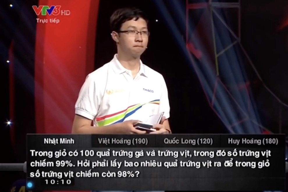 Bài toán đơn giản từng làm khó nhà vô địch Olympia 2017 - 2 Bài toán đơn giản từng làm khó nhà vô địch Olympia 2017 - 2