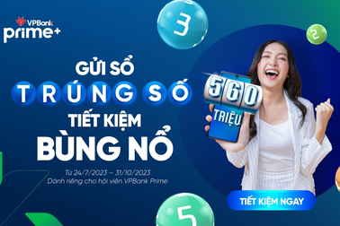 Gửi sổ tiết kiệm online, cơ hội trúng 560 triệu đồng với VPBank Prime