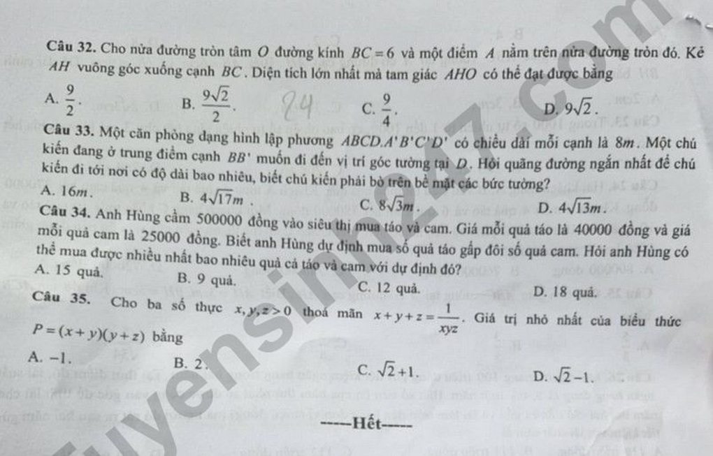 Đề thi, đáp án môn toán, tiếng Anh Trường chuyên Xã hội và Nhân văn Hà Nội - 4 Đề thi, đáp án môn toán, tiếng Anh Trường chuyên Xã hội và Nhân văn Hà Nội - 4