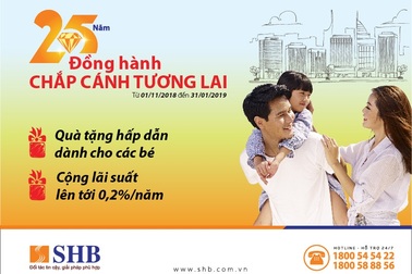 SHB tặng thêm lãi suất 0,2%/năm cho khách hàng mở sổ tiết kiệm tình yêu cho con