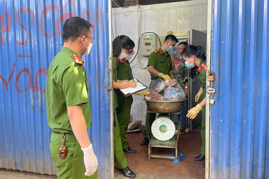 Phát hiện hơn 2 tấn thịt lợn "biến sắc, mùi lạ" trong kho đông lạnh