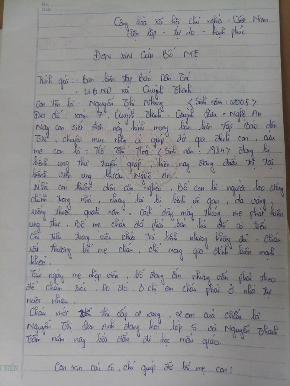 Cô gái viết thư kể gia đình bán lúa cứu mẹ, mong các nhà hảo tâm giúp đỡ - 6 Cô gái viết thư kể gia đình bán lúa cứu mẹ, mong các nhà hảo tâm giúp đỡ - 6
