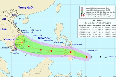 Bão Sanba sắp vào Biển Đông