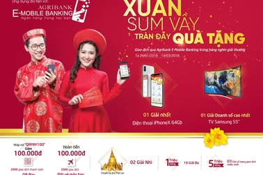 Dùng Agribank E-Mobile Banking, nhận 100,000đ cùng quà Tết “khủng"