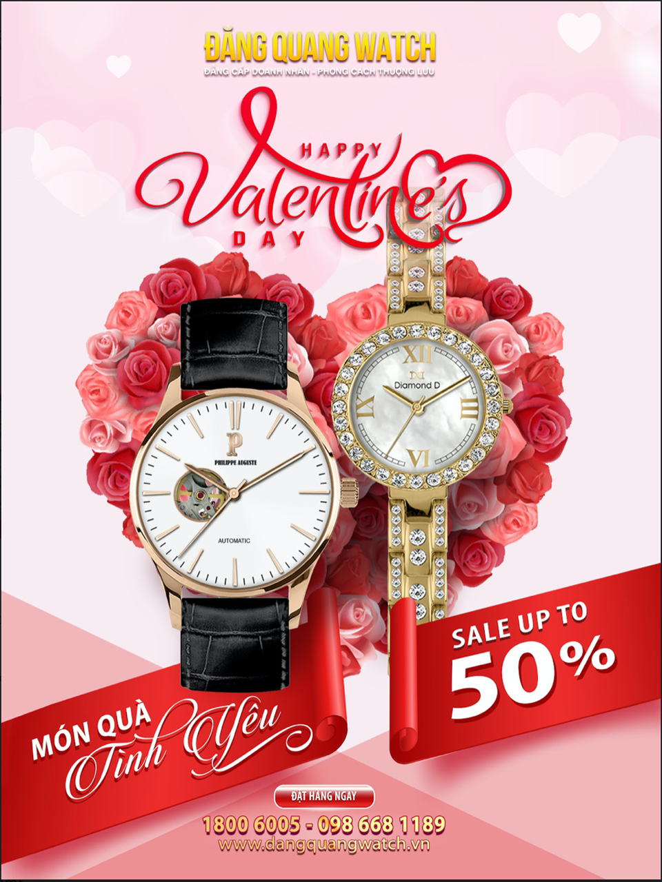 Đồng hồ đeo tay gắn kết yêu thương - Khuyến mãi lớn nhân dịp Valentine 14/2 - 1 Đồng hồ đeo tay gắn kết yêu thương - Khuyến mãi lớn nhân dịp Valentine 14/2 - 1